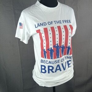 Gildan Heavy Cotton T-Shirt Land of the Free Because Brave Patriotic Mens S